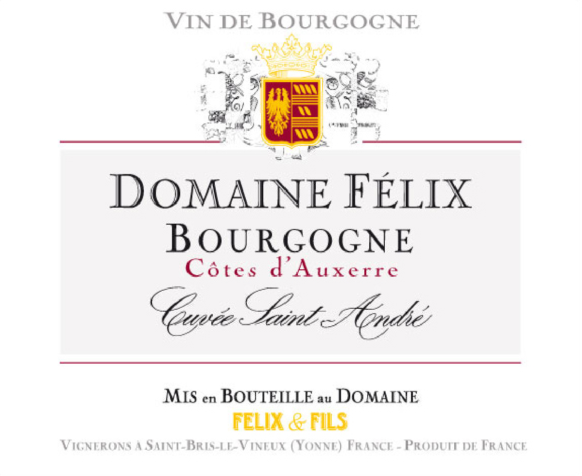 Etiquette Bourgogne Côtes d'Auxerre Rouge 