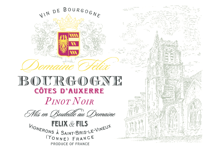 Etiquette Bourgogne Côtes d'Auxerre Rouge